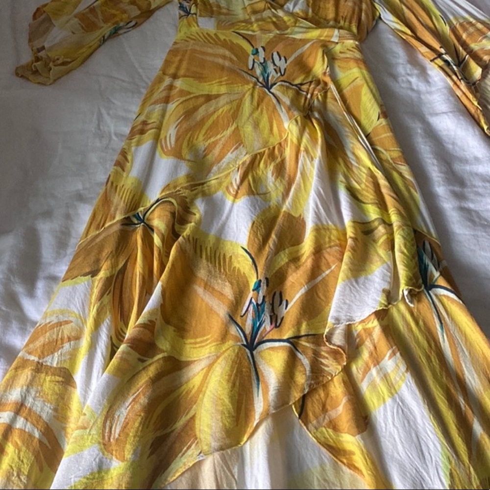 EUC FARM Rio Azalea yellow Wrap Dress - Picture 7 of 7
